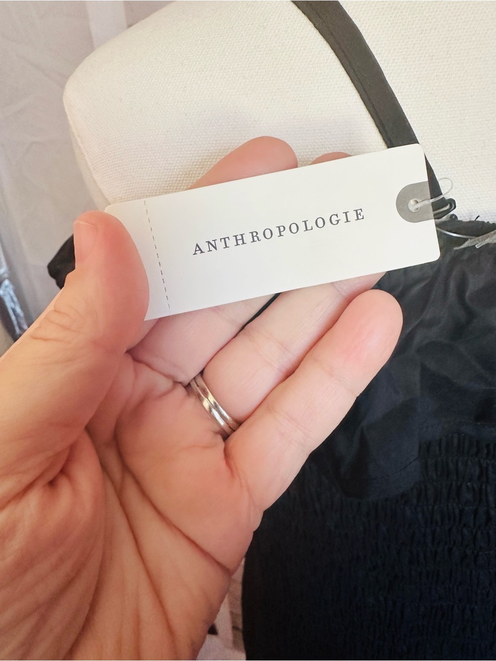 Anthropologie Black Smocked Ruffle Off-Shoulder Dress - Picture 14 of 15